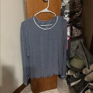 Stars Above Black and White Striped Long Sleeve Tee